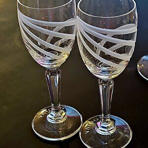 Pair Godiva Chocolate Etched Crystal Cordial Goblet ~ Signed ~ EUC